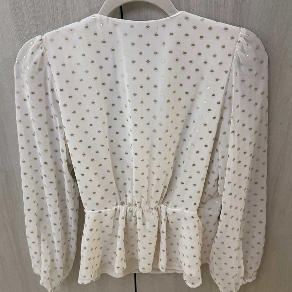 Moving Sale 🛍️Banana Republic Cream Gold Dot Wrap Blouse - Picture 5 of 7